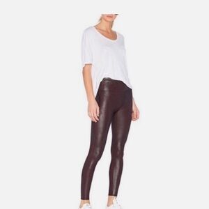 SPANX Faux Leather Leggings in Burgundy Wine Color